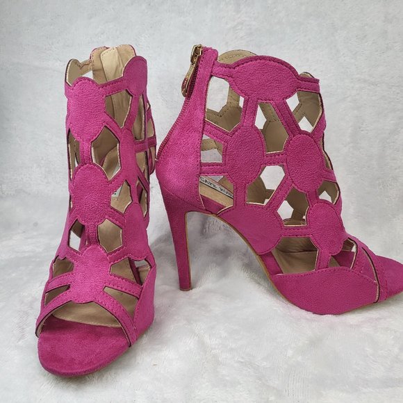 Cut Out Open Toe Ankle Boots Shoes Heels Sizes 6.5 & 8.5 - Picture 5 of 7